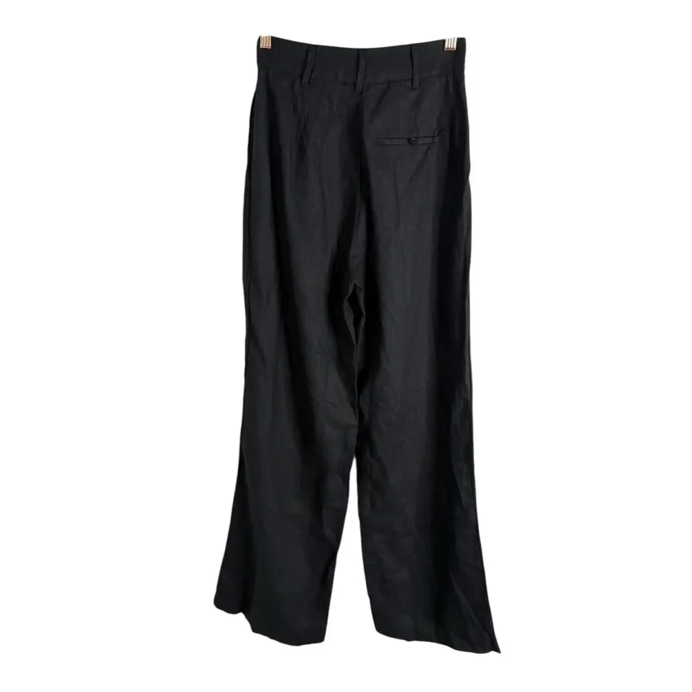 Posse Presley Linen Wide Leg Trouser Pants High Rise Pleated Minimalist Y2k XS